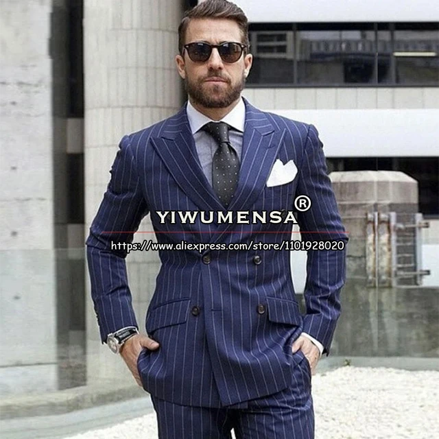 Slim Fit Blue Double Breasted Coat Pant Suit for Men - China Men's Suits  and Double-Breasted Suits price