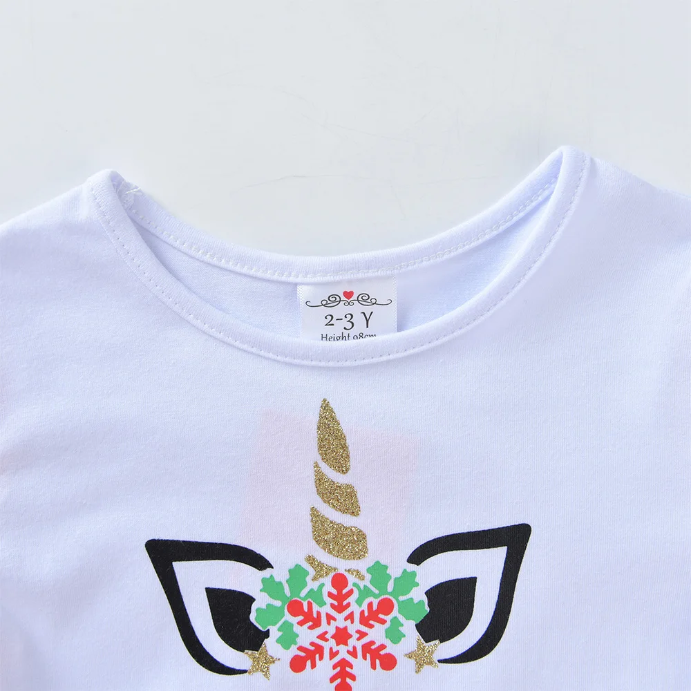 DXTON Neujahr Party Geschenk Mädchen Weihnachtskleid Schneeflocken Druck Kinder Winterkleidung Unregelmäßiger Tüll Mesh Schleife Prinzessin Kleider – Detail 4
