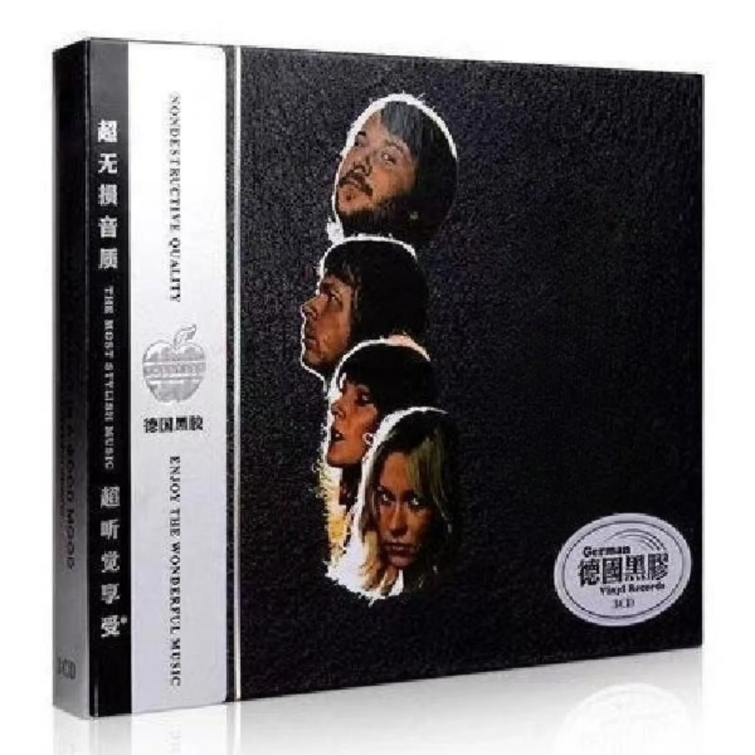 Premium Collectible Vintage 70s European Disco Pop CD with Stylized Band Member Portraits on Black Background