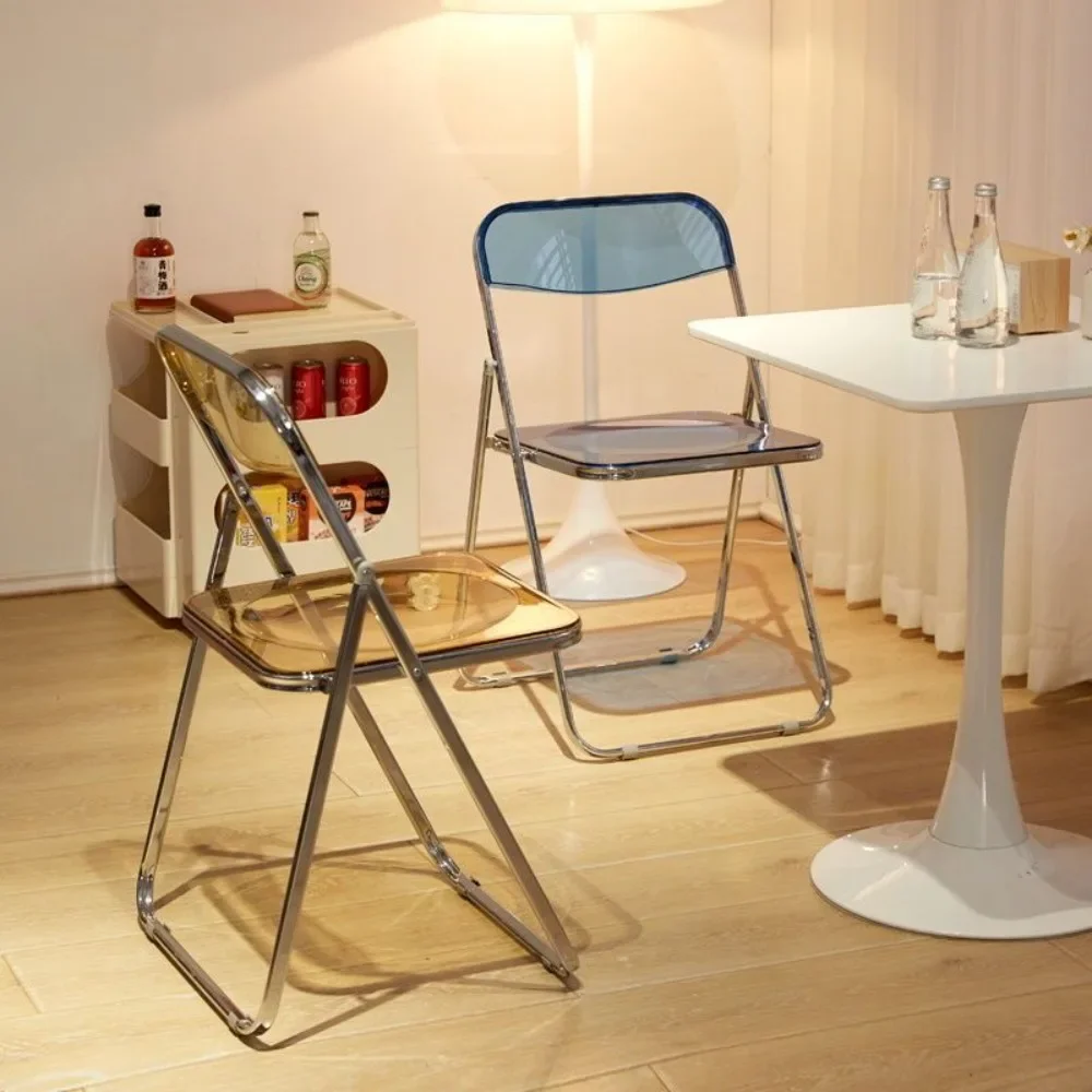Folding Chair Transparent Acrylic Simple Design North Europe Style for Household Outdoor Graden Living Room