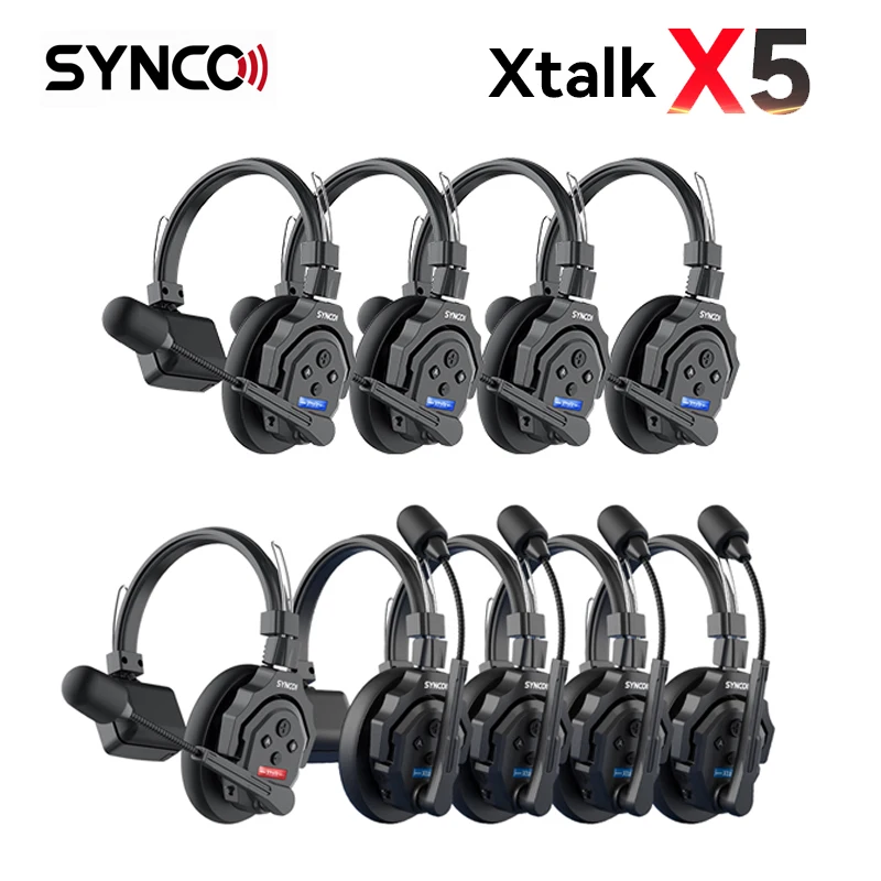 

Synco XTalk X5 2.4GHz Wireless Intercom System Remote Headsets Wireless Microphone Expanded Team Communication to 700M Distance