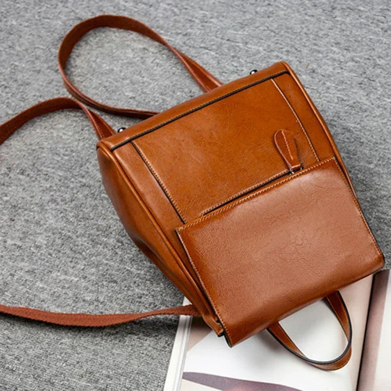 Genuine Leather Women Backpack Rucksack