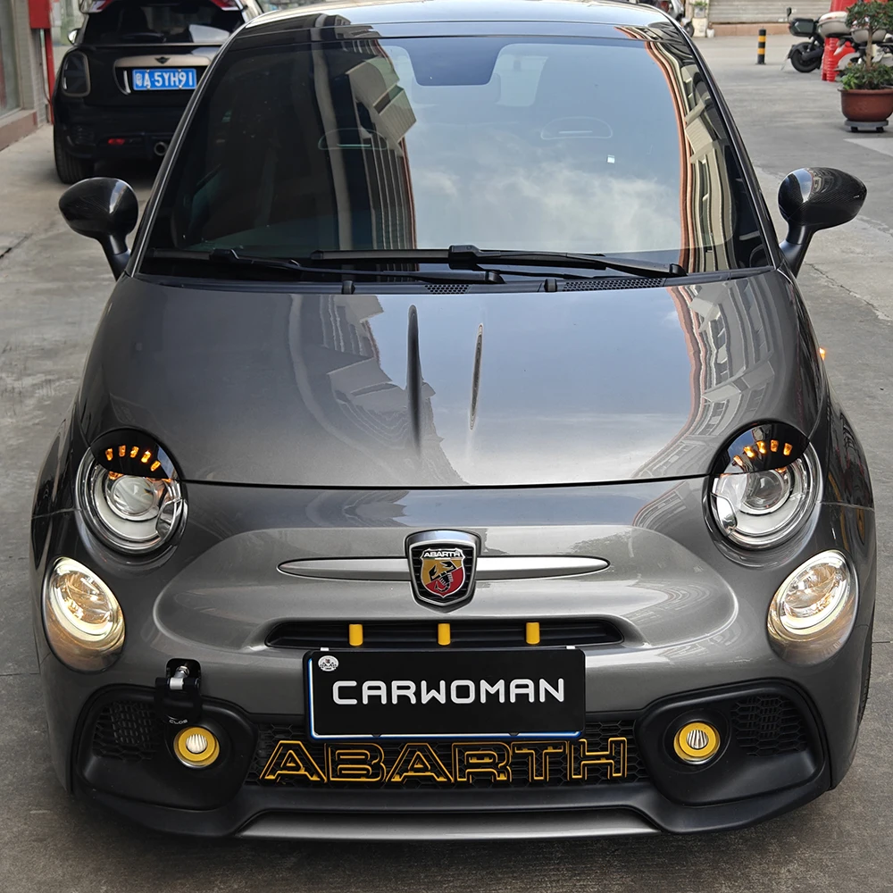 FIAT500 595 695アングリー アイブロー マットブラックABSプラ FIAT500 595 695アングリーアイブロー マットブラックABSプラ