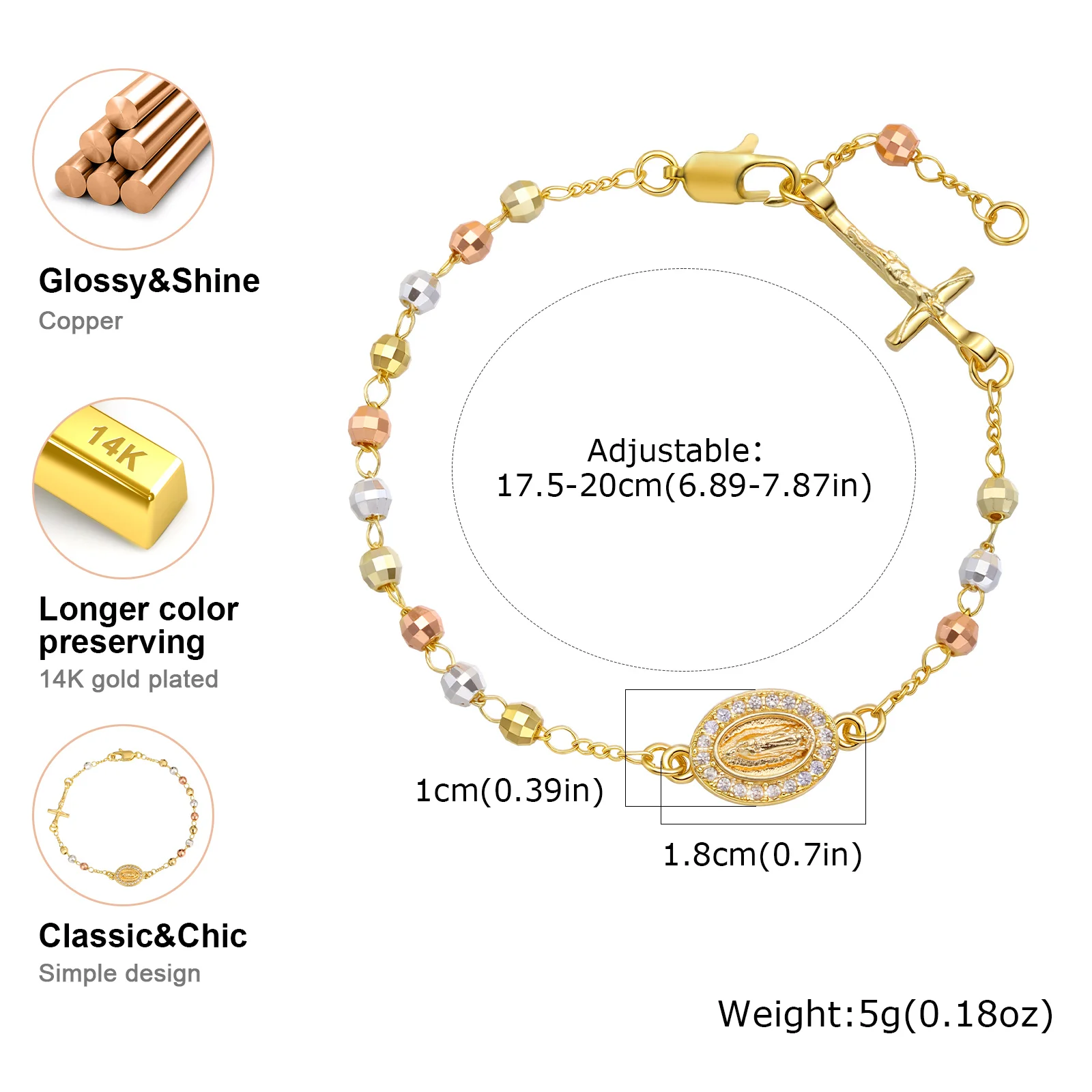 Pulsera Rosario Virgen María en Acero Inoxidable - Joyería Espiritual Dalesha - Imagen 4