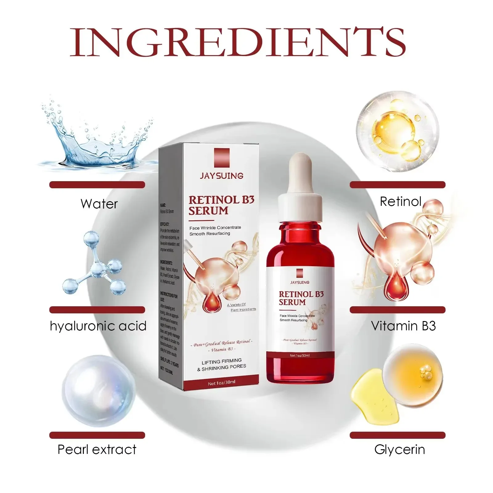 Remove W-rinkles Essence Anti A-ging Fade Fine Line Lifting Firming Repair Smooth Moisturizing Nourish Tighten Retinol B3 Serum 5