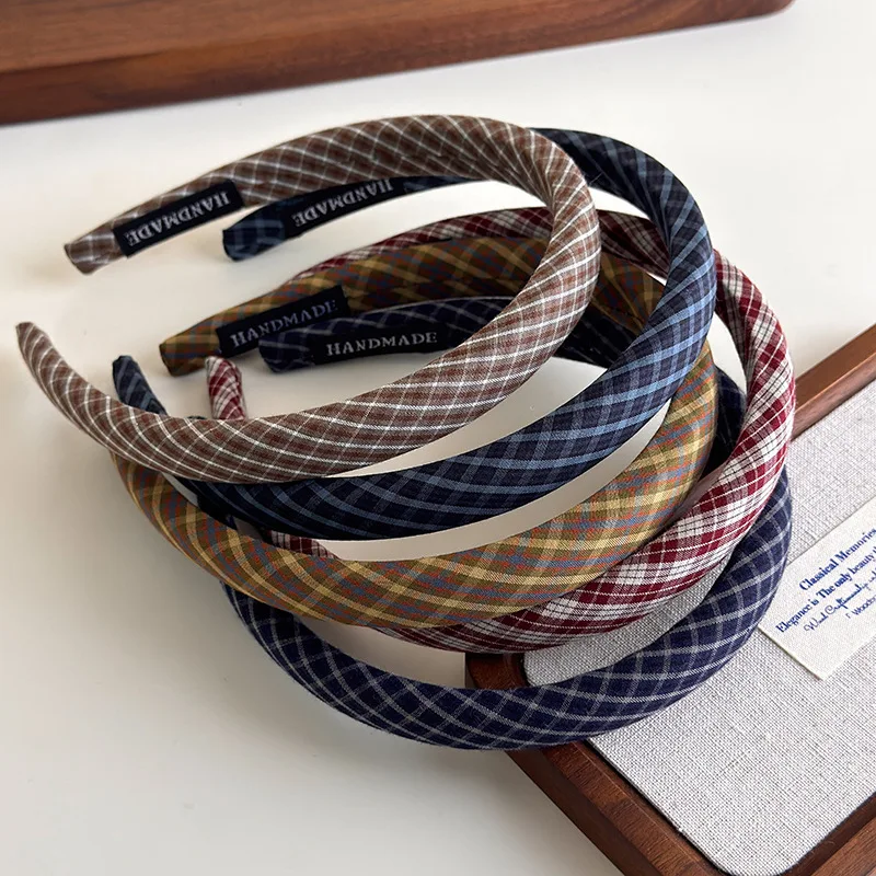 Vintage-Inspired Plaid Padded Headbands - Comfortable Non-Slip Hair Accessories for Women and Girls