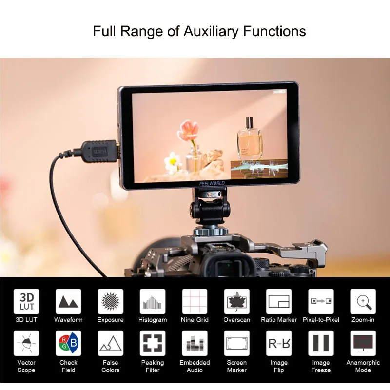 FEELWORLD P6XL 6-inch Camera Field Monitor Aluminum Case Built in Battery 4K HDMI High Brightness 1200nit