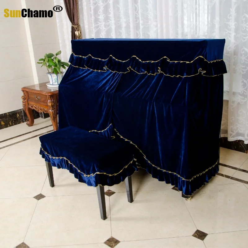 1PC Pleuche High Quality Velvet Piano Cover Classical Style Upright Piano Dust Cover without Stool KQ 008
