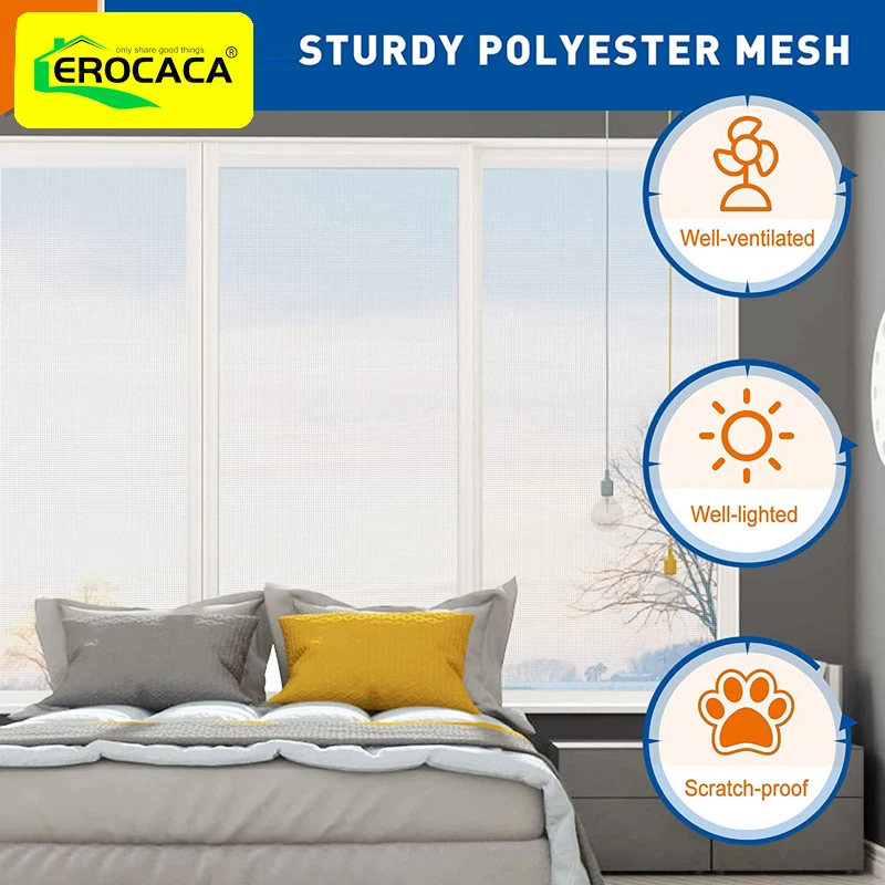 EROCACA White Mosquito Nets for Window,anti-mosquito window screens,Mesh Anti Insect Air Tulle Invisible Fiberglass Mosquitoes