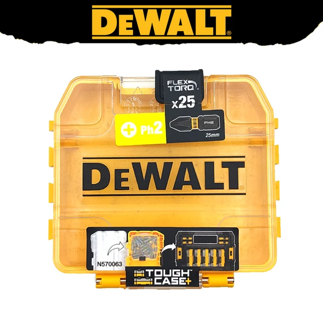 DEWALT PH2 estuche Mini estuche resistente amarillo pequeño caja de herramientas apilable almacenamiento brocas herramienta accesorios caja 1 pieza