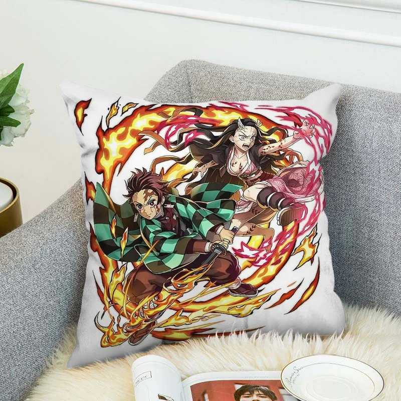 

Pillow Cases Decorative Pillows Covers Demon Slayer Car Decoration Pillowcase 40x40 Cushion Cover 45x45 Fall Decor Sofa Cushions