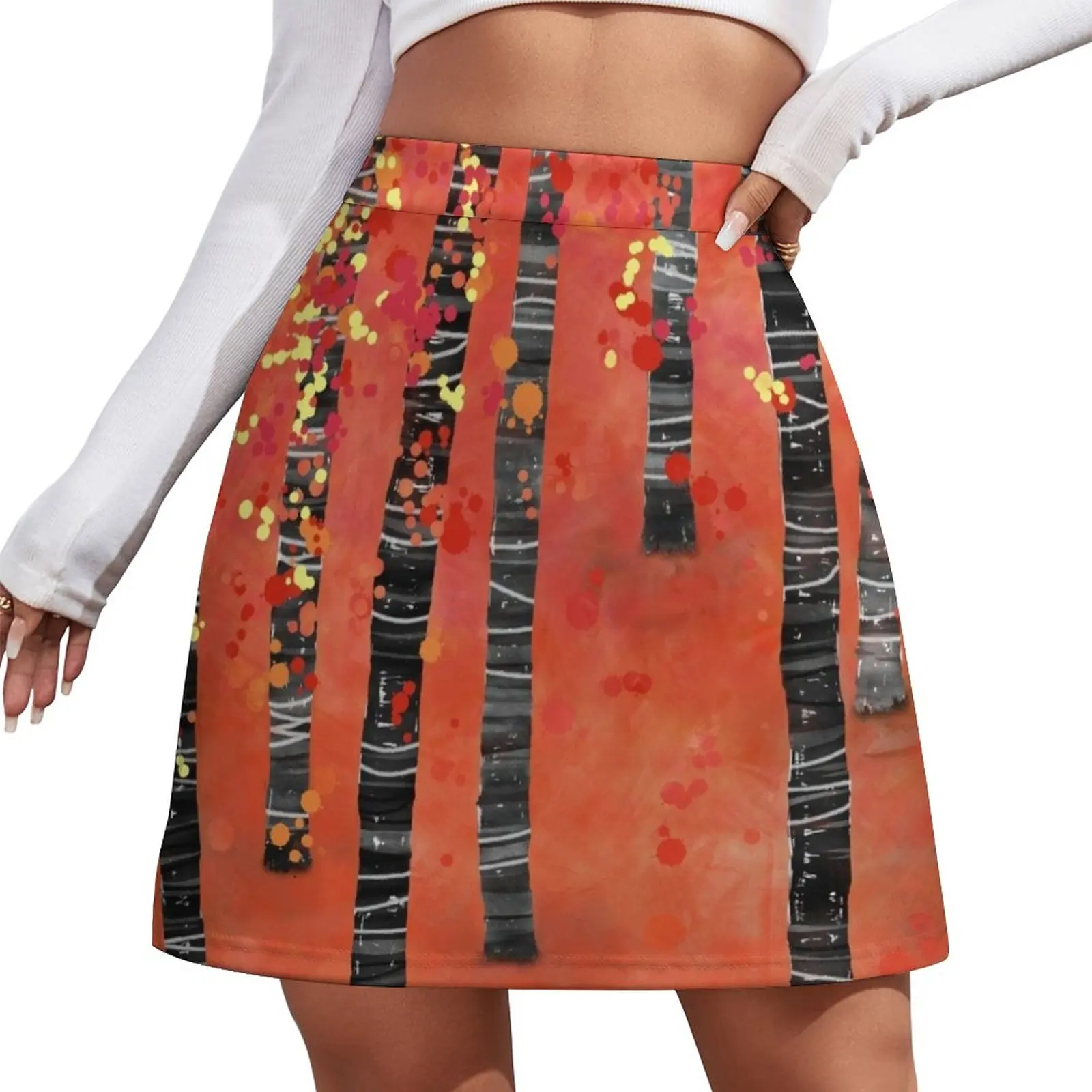 

Birches - Autumn Woodland Abstract Landscape Mini Skirt korean summer clothes korean style skirt skirt for woman