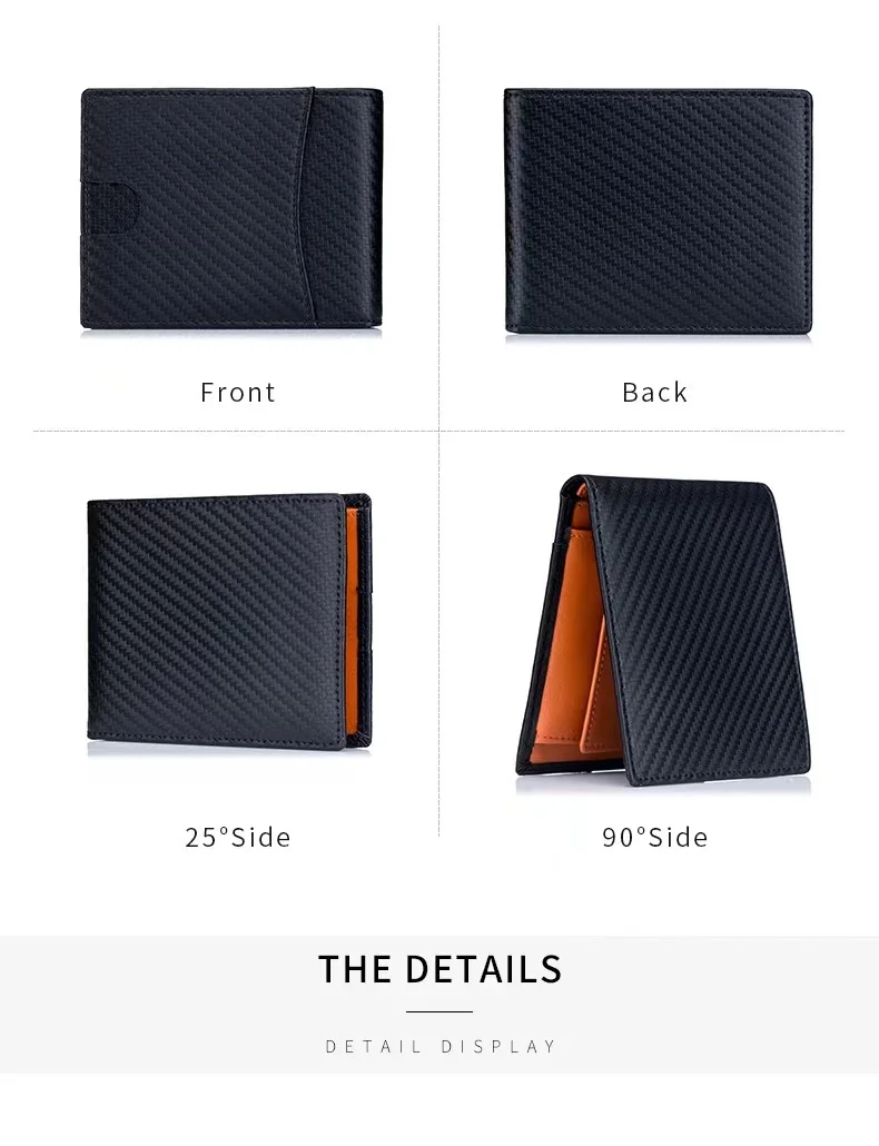 Man purse hot style of the new Japanese carbon fiber leather wallet rfid ultra-thin brief paragraph purse