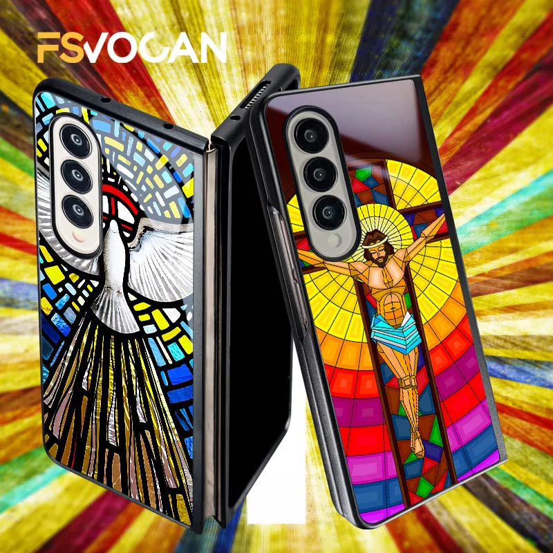 Gesù Christian Faith Prega Per Samsung Galaxy Z Fold 4 5G Croce Religiosa Custodia Per Telefono Per Z Fold4 Crocifisso Pigeon Cover