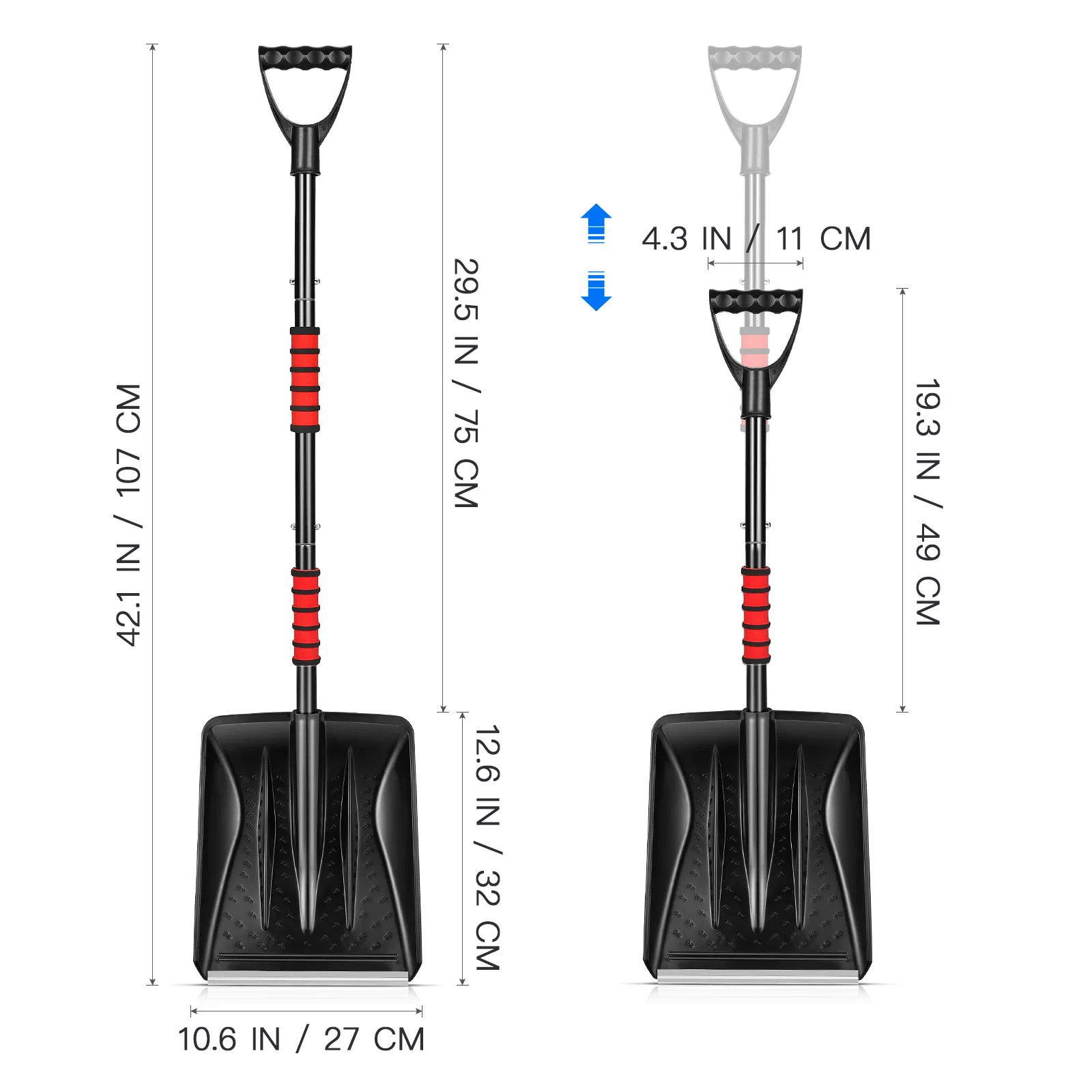 Portable Foldable Snow Shovels D Handle Lightweight Metal Shovel Snow Removal Tool Ice Scraper Car Accessories snow shovel