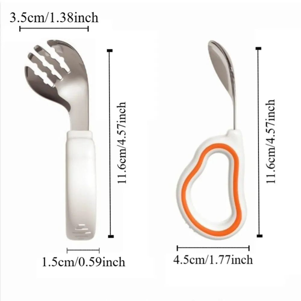 Silicone Baby Fork and Spoon Set 316 Stainless Steel Self Feeding Baby Cutlery Safe with Storage Box Child Tableware