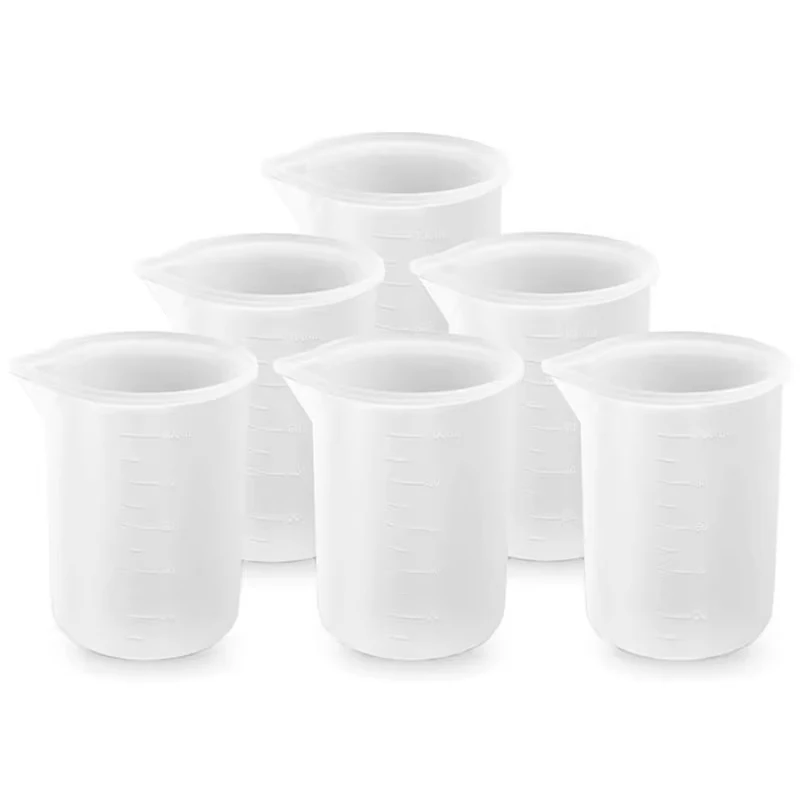 6 Stück 100ml Silikon-Messbecher DIY Harzkleber-Werkzeuge Becher für Handgemachtes Kunsthandwerk Antihaft-Silikon-Mischbecher