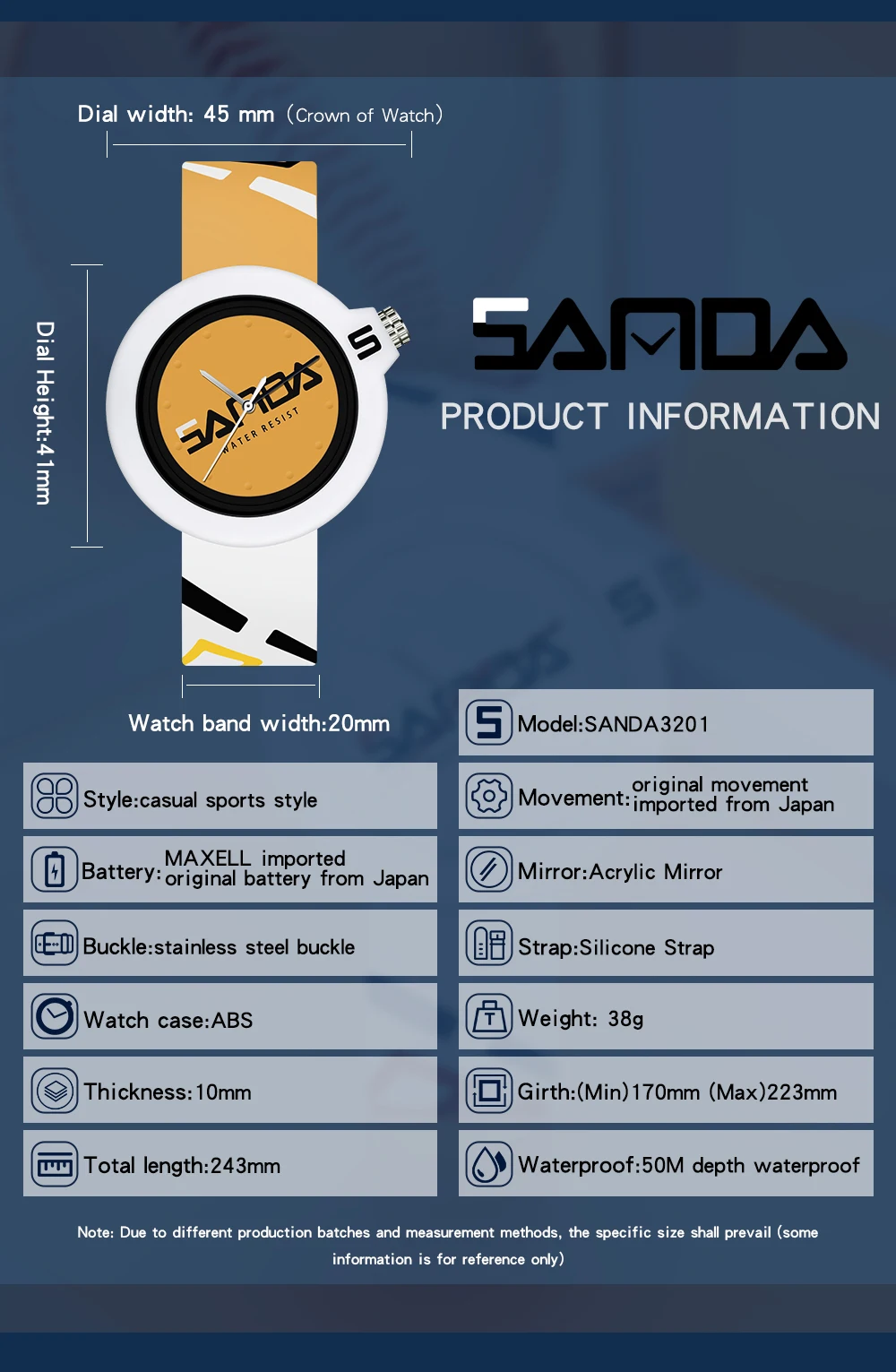 SANDA 3201 2023 New Ladies Unisex Watch 50M Waterproof Silicone Strap Casual Fashion Quartz Sports Wristwatch Mens Womenes