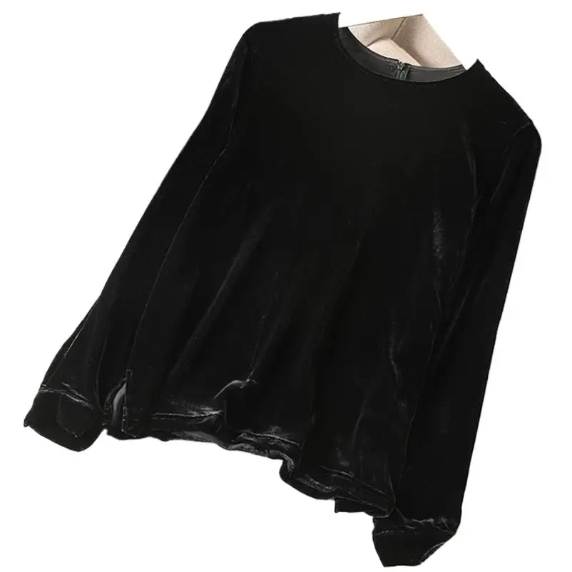

Vintage Velvet blouse women long sleeve basic top elegant ladies tops korean fashion shirt sreetwear roupas femininas
