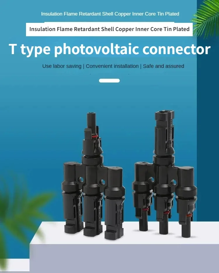 Description Picture 2 of item1 Pair IP67 Solar PV Connector Approved 2 to 1 T Branch Male And Female Solar 100% PP0 Parallel DIY MC4 Solar Kits System