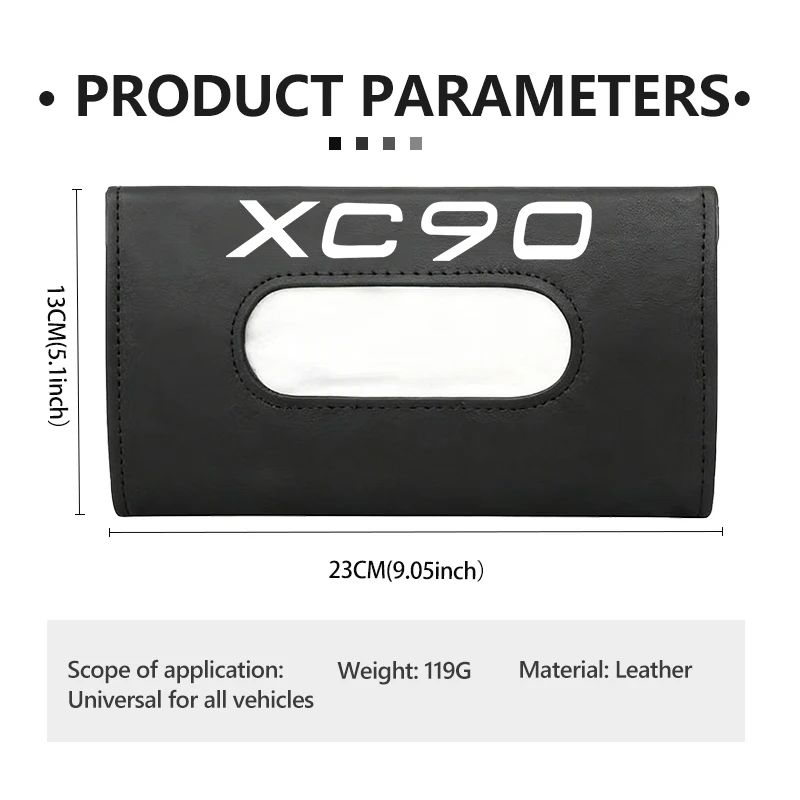 볼보 XC90 S90 XC40 XC60 XC90 T5 T6 V40 S80 S60 C40 V60 V90용 유니버셜 자동차 햇빛 가리개 티슈 박스 가죽 수납 티슈 가방