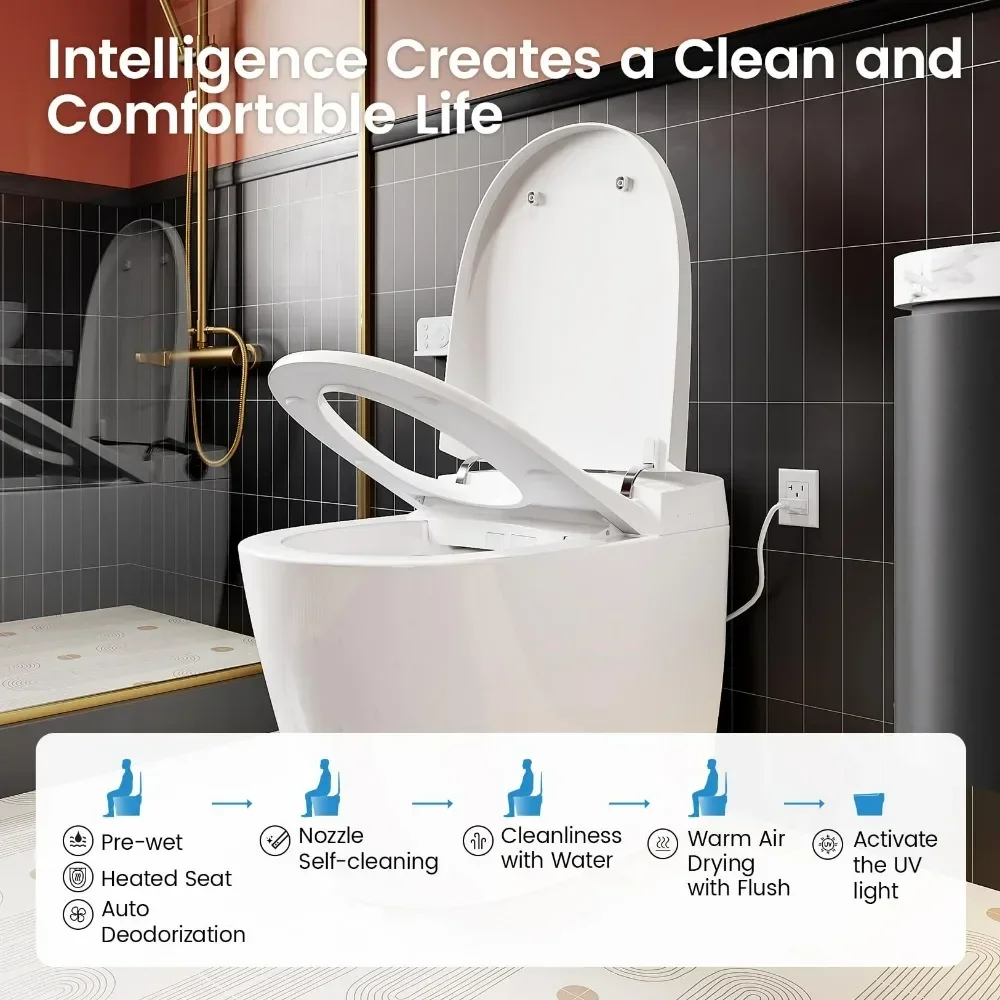 Smart Toilet, Tankless Smart Toilet With Bidet Built In, One-piece Bidet Toilet Seat, Auto Flush, Auto Open & Auto Close 2