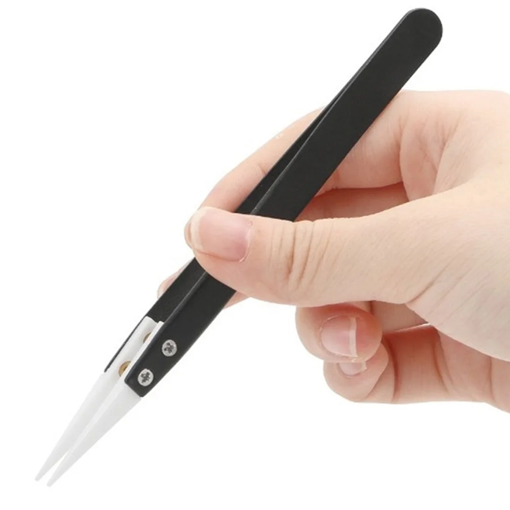 Ceramic Tweezers Anti-Static Ceramic Tweezers Stainless Steel Industrial Ceramic Tweezers Insulated Straight Tip