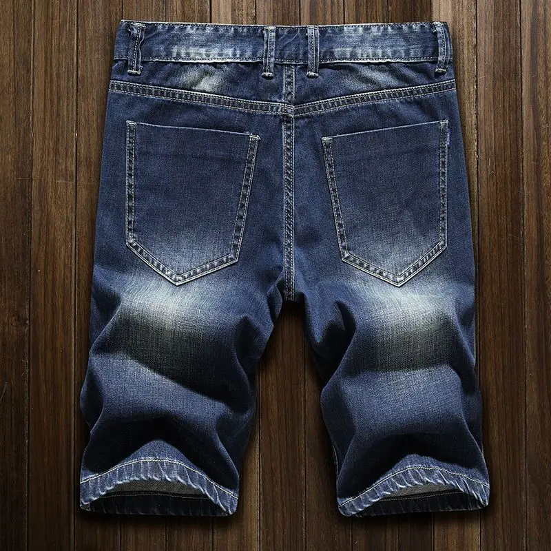 Summer Luxury Fashion Korean Washed Casual Denim Shorts for Men Ripped Light Blue 5-Pocket Distressed Slim Fit Jean Shorts Male men jeans,mens jeans,washed jeans