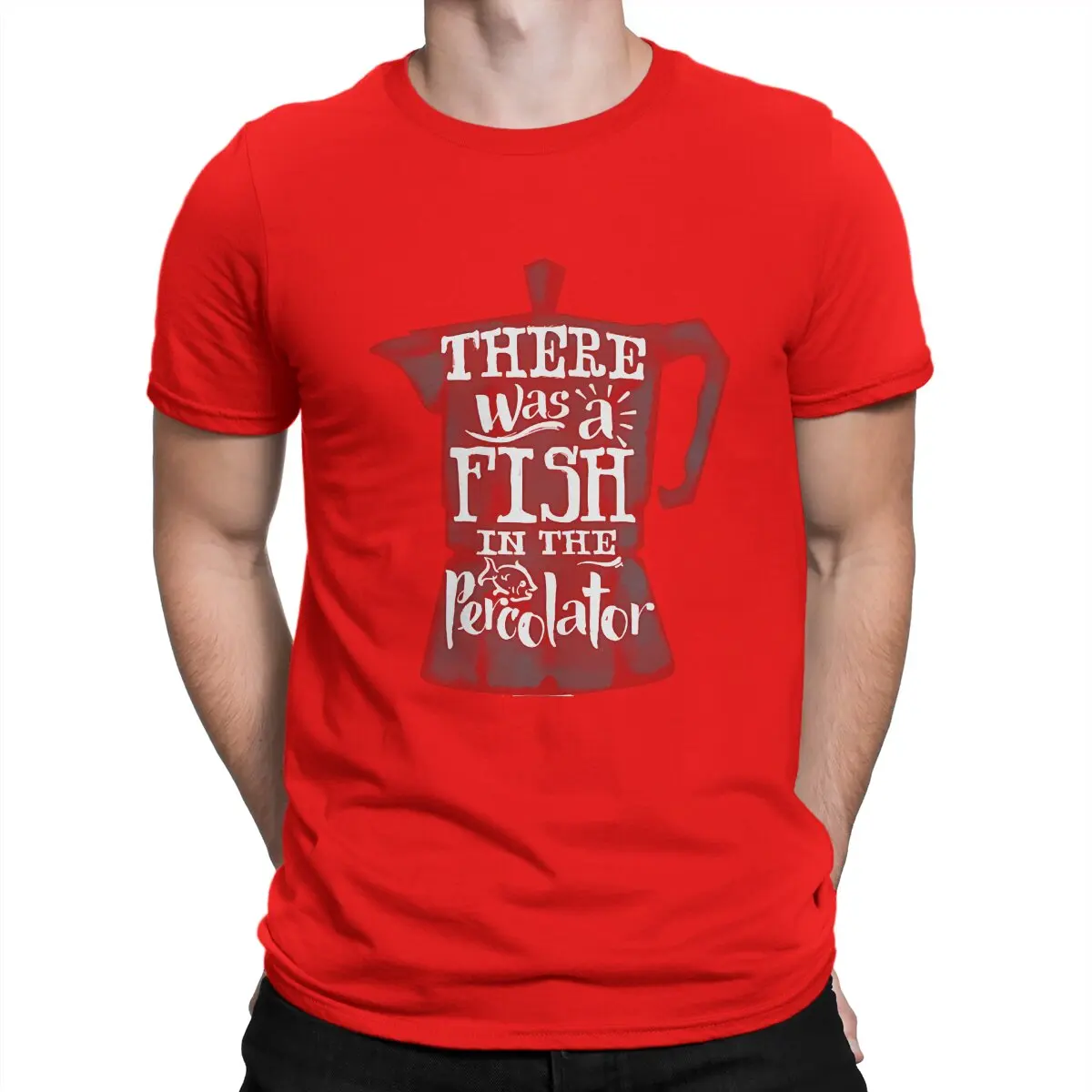 thumbnail image 1 of Camiseta con estampado vintage "Había un pez en la cafetera" para hombre, camiseta creativa de Twin Peaks, camiseta de manga corta con cuello redondo., 1 of 7