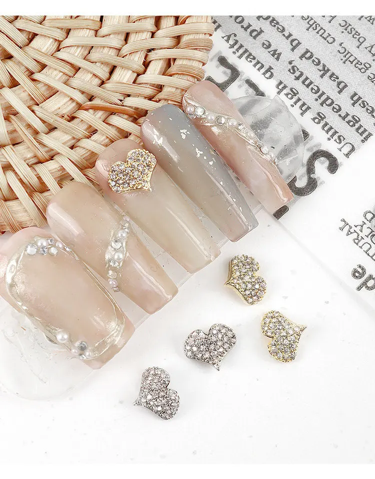 10 teile/los Valentinstag Herz Liebe Zirkon Kristalle Strass Nail Art Schmuck Dekorationen Nägel Zubehör Charms Lieferungen – Detail 2
