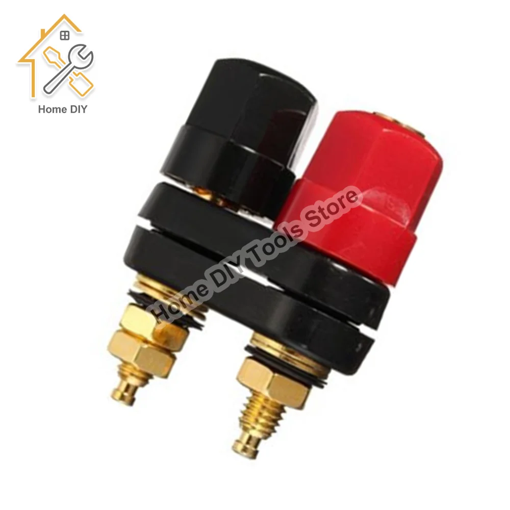 Bornes Audio Banane 4 Mm – Alliage Zinc Plaqué Or – Pour Ampli, Enceintes – 1 Paire – Installation Facile