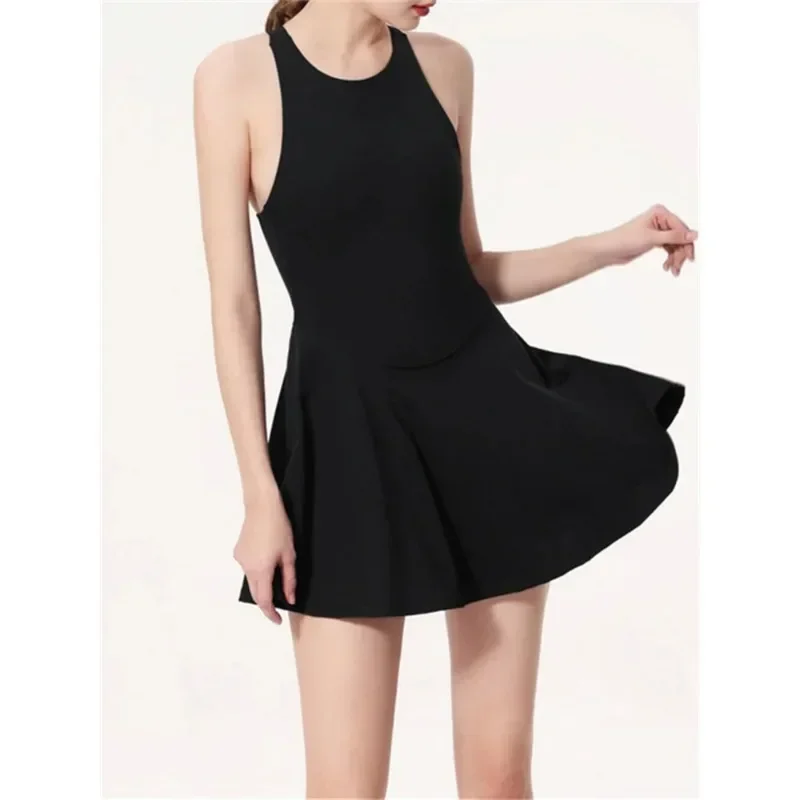 New Golf Tennis Dress All-in-one Yoga Suit Women Outdoor Sports Fitness Sleeveless Quick Drying Beautiful Back Training Dresses