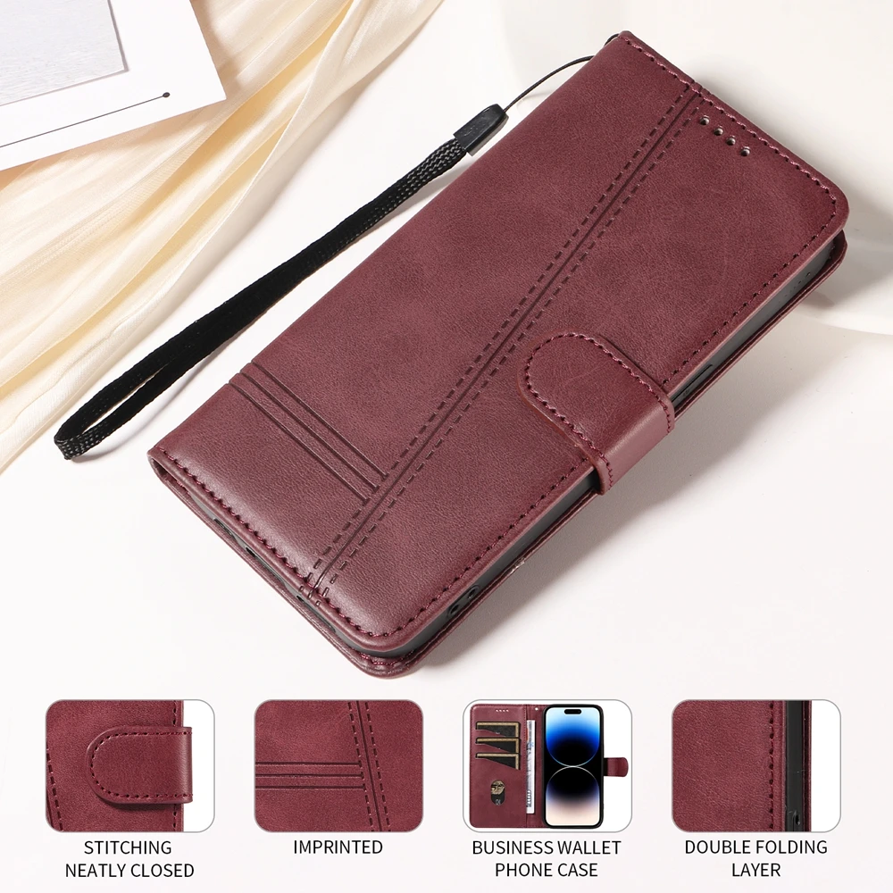 Premium Magnetic Leather Wallet Case with Card Slots – Protective Cover