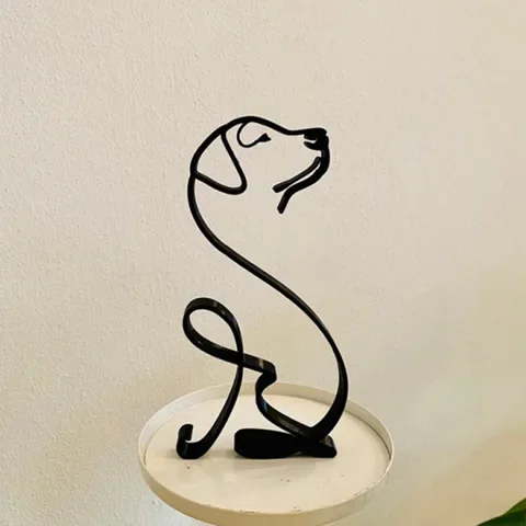 

Art Sculpture Dog Minimalist Personalized Gift Metal Decor Modern Home Decoration Office Accessories статуэтки для интерьера