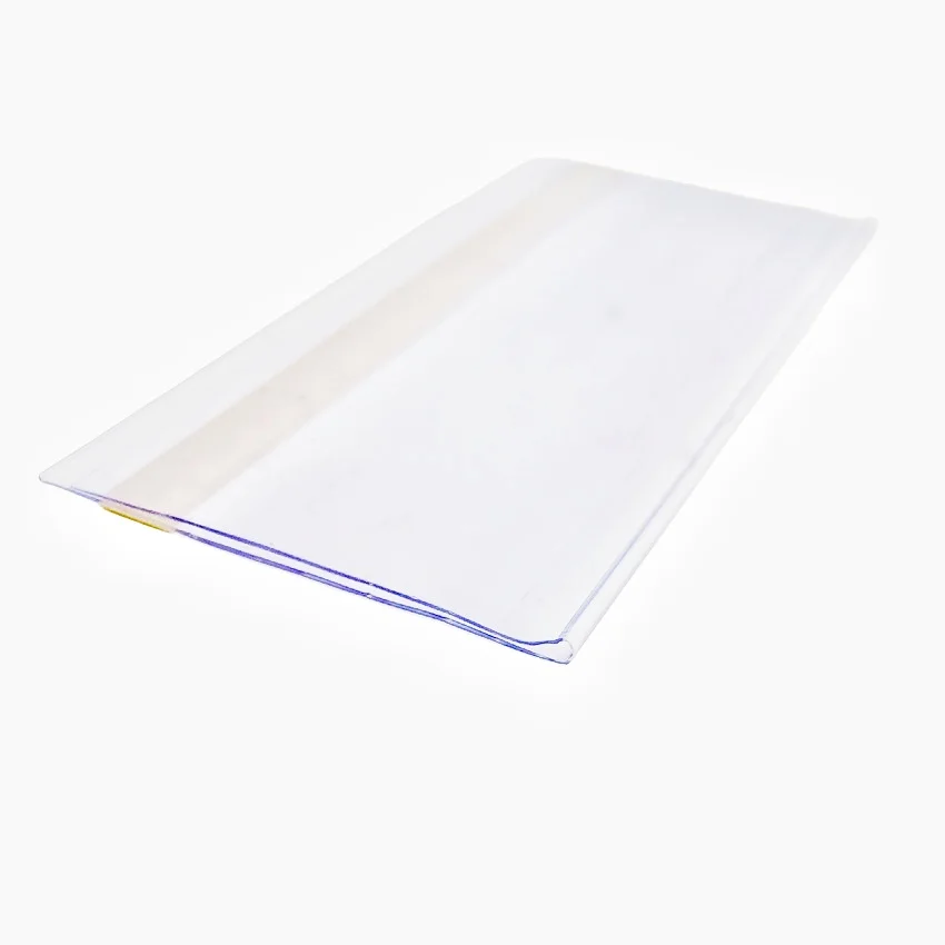 Large Size Plastic Merchandise Data Strips PVC Clip Holder Price Shelf Talker Sign Label Display Adhesive Tape