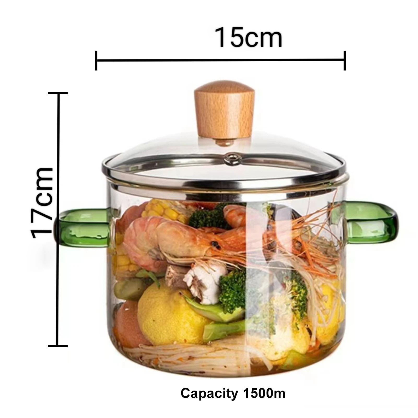 High Borosilicate Glass Simmer Pot With Handle