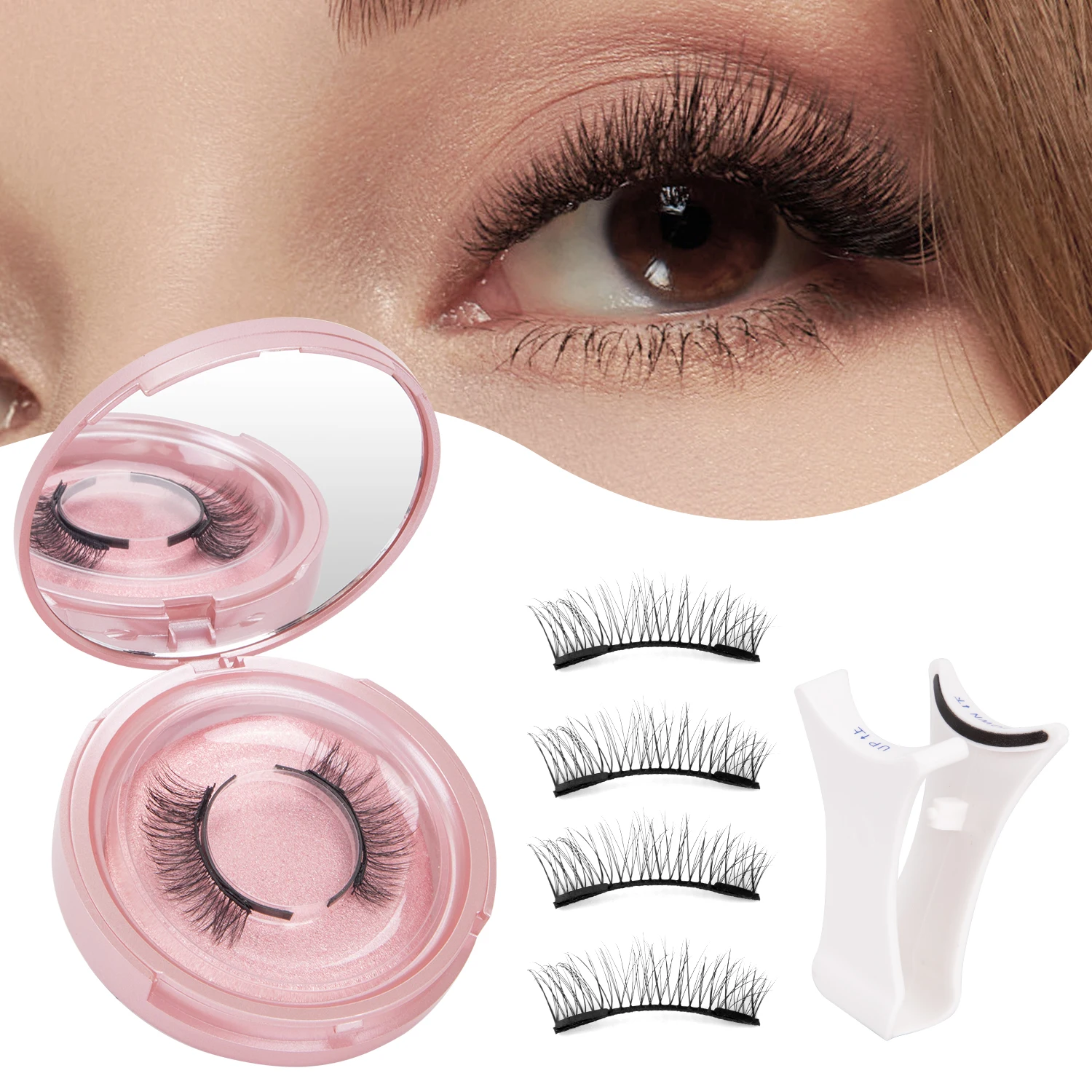 Fake eyelashes Reusable Magnetic Eyelashes Wispy with Applicator Natural No Glue or Eyeliner Look Like Lash Extension False Eyelashes Kit