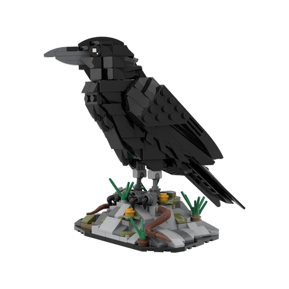 MOC Raben-Modell Baustein-Sets, Cleverer Raben Schwarzer Vogel 3D Heimdekoration, STEM-Spielzeug für Erwachsene, Valentinstag-Geschenk