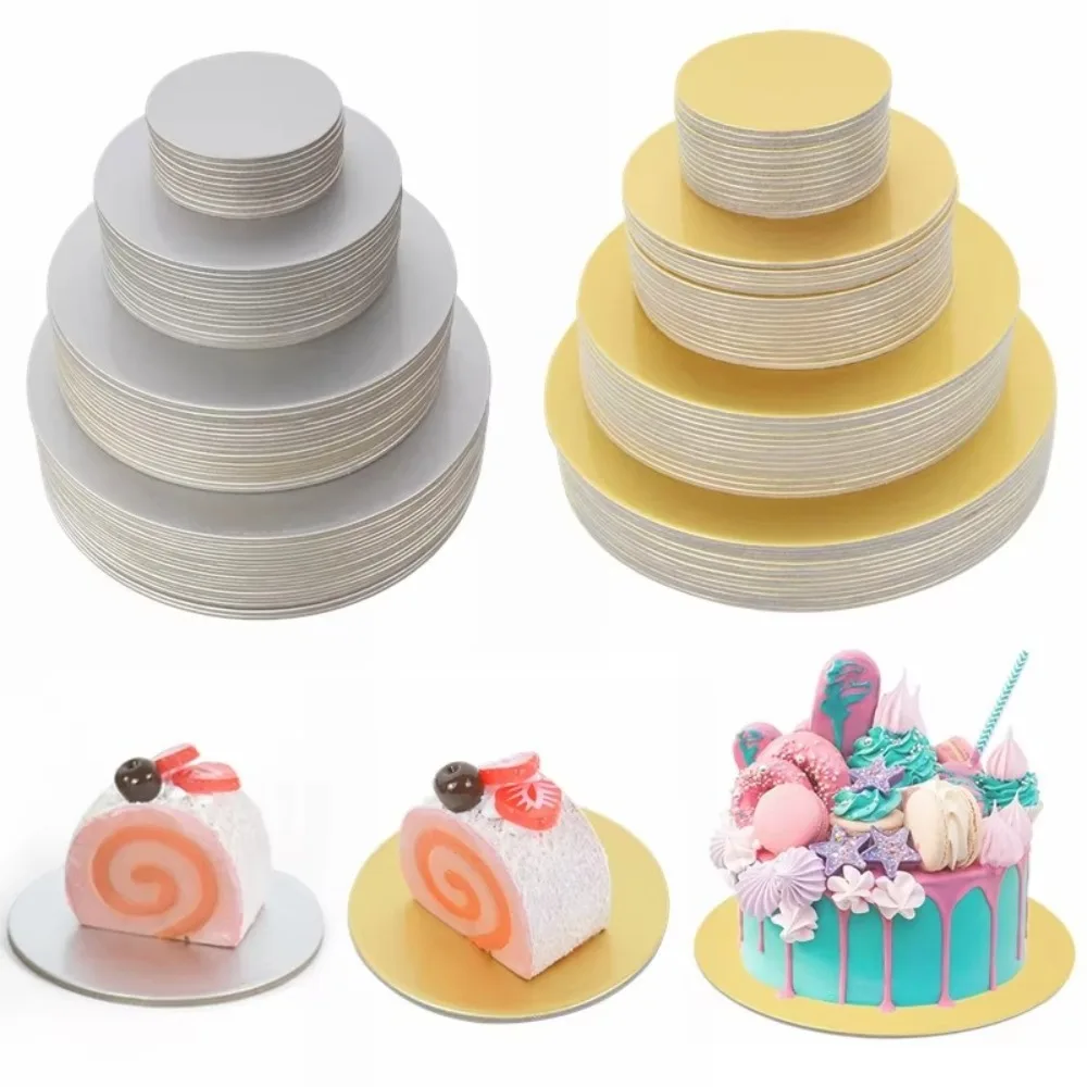 10PCS 6/8/10 Inch Round Cake Board Durable Golden Circle Cake Cardboard Cupcake Base Dessert Tray Cake Decorating Supplies