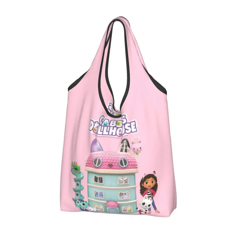 

Recycling Gabbys Dollhouse Shopping Bag Women Tote Bag Portable Mercat Cat Groceries Shopper Bags