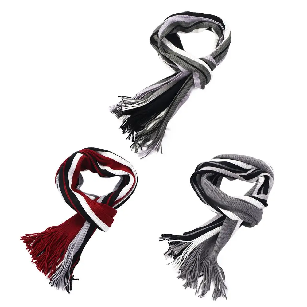 Description Picture 6 of itemDesigner Male Echarpe Knit Scarf Business Affairs Scarves Scarves with Tassels Tassel Scarf Fringed Muffler Striped Scarf Scarf