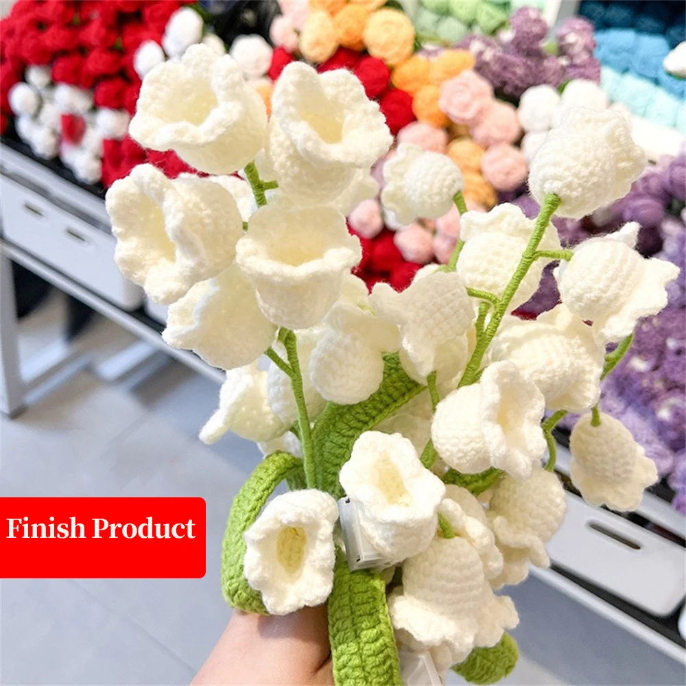 Finish Handmade Crochet Flowers Knitting Lily of The Valley Artificial Flowers Wedding Flower Mother's Day Gift Crochet Item