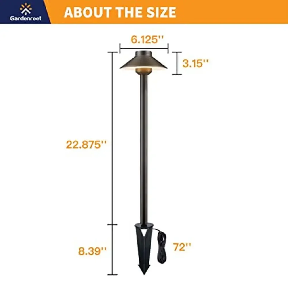 Solid Brass Low Voltage Path Lighting Kit 6 Pack Outdoor Path Lights with 100ft Cable and 30 Wire Connectors