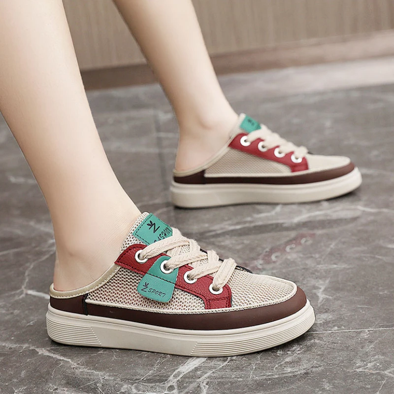 

Summer Casual Shoes for Women Comfort Flat Mesh Sandals Ladies Closed Toe Mules Loafers Woman Footwear Sandálias Femininas