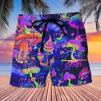 Abstract Mushroom 3D Printed Short Pants For Men Colorful Pattern Hawaii Vacation Beach Shorts Hip Hop Loose Board Shorts 1