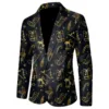 Christmas Gift Men Suit Coat Fashion Christmas Printed Pocket Lapel One Button Slim Fit Blazer Men Winter Party Jacket Plus Size 1
