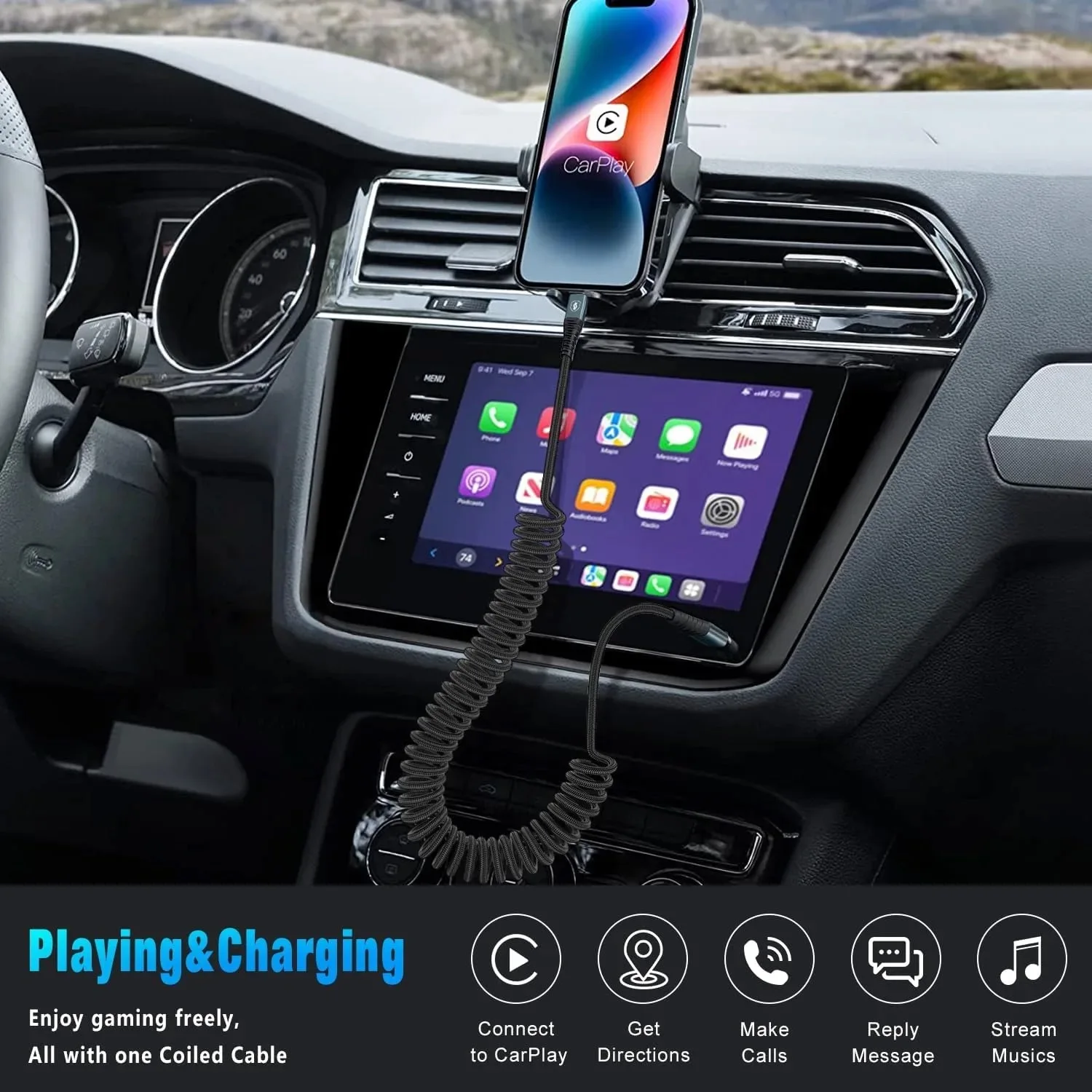Premium Type-C Spring Coiled Cable with 20Gbps Transfer, 8K Display, and 100W Fast Charging