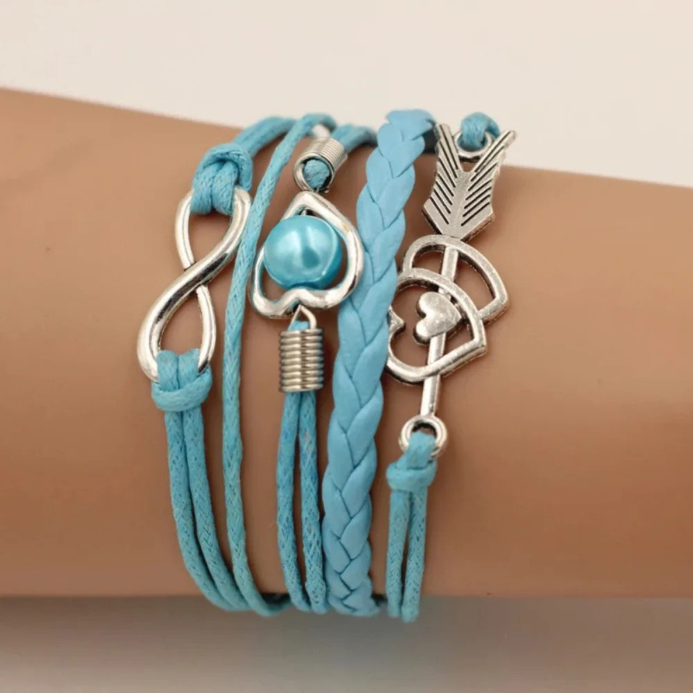 Leather Bracelets For Women SUMENG Brand Wrap Infinity Love Heart Pearl Friendship Antique Charm Bracelet