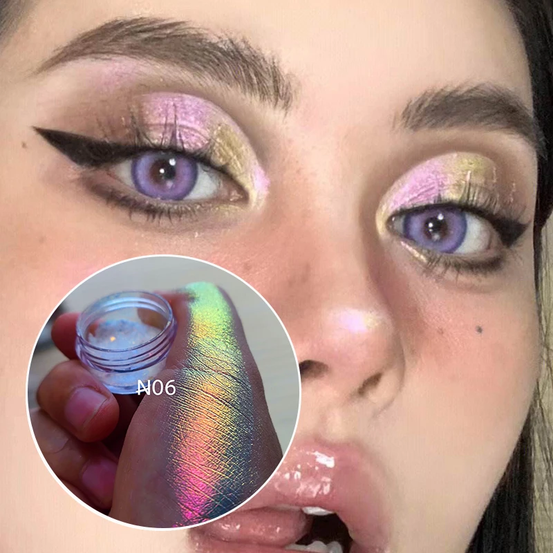 Ultra-Thin Iridescent Color Shift Holographic Eyeshadow Highlighter  MultiChrome Shifting Pigments Duochrome Chameleon Eyeshadow - AliExpress