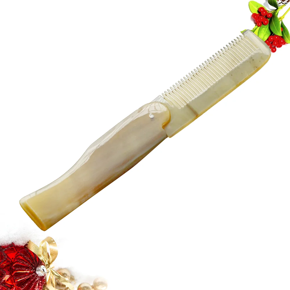 

17cm Foldable Ox Horn Comb Portable Hair Comb Pocket Comb Styling Tool